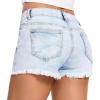 imageFoucome Womens Denim Shorts Summer Casual Low Waisted Frayed Raw Hem Ripped Denim Jean ShortsFrayed Raw Hem 51  White Blue