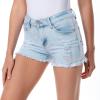 imageFoucome Womens Denim Shorts Summer Casual Low Waisted Frayed Raw Hem Ripped Denim Jean ShortsFrayed Raw Hem 58  White Blue