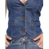 imageFoucome Womens Denim Vest Button Up V Neck Jean Vest Top Cropped Vest TopsDark Blue