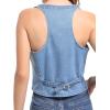 imageFoucome Womens Denim Vest Button Up V Neck Jean Vest Top Cropped Vest TopsLight Blue