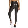 imageFoucome Womens Faux Leather Leggings 4Way Stretch High Waisted Leather PantsBlack