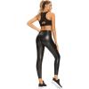 imageFoucome Womens Faux Leather Leggings 4Way Stretch High Waisted Leather PantsBlack