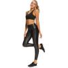 imageFoucome Womens Faux Leather Leggings 4Way Stretch High Waisted Leather PantsBlack