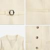 imageFoucome Womens Formal Regular Fitted Business Dress Suits Button Down Vest WaistcoatBeige