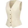 imageFoucome Womens Formal Regular Fitted Business Dress Suits Button Down Vest WaistcoatBeige