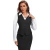 imageFoucome Womens Formal Regular Fitted Business Dress Suits Button Down Vest WaistcoatBlack