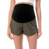 imageFoucome Womens Maternity Workout Shorts Over The Belly QuickDry Athletic Sports Running Shorts40 Army Green  Pockets