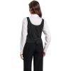 imageFoucome Womens Suit Vest Double Breasted VNeck Fashion Dressy Casual Waistcoat Vest for WomenBlack Stripe