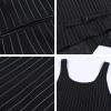 imageFoucome Womens Suit Vest Double Breasted VNeck Fashion Dressy Casual Waistcoat Vest for WomenBlack Stripe