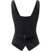 imageFoucome Womens Suit Vest Double Breasted VNeck Fashion Dressy Casual Waistcoat Vest for WomenBlack Stripe