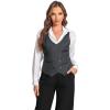imageFoucome Womens Suit Vest Double Breasted VNeck Fashion Dressy Casual Waistcoat Vest for WomenGrey