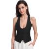 imageFoucome Womens Vest Fashion Casual Suit Vest for Women Versatile Racerback Waistcoat Vest TopsBlack