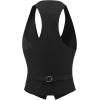 imageFoucome Womens Vest Fashion Casual Suit Vest for Women Versatile Racerback Waistcoat Vest TopsBlack