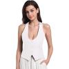 imageFoucome Womens Vest Fashion Casual Suit Vest for Women Versatile Racerback Waistcoat Vest TopsWhite