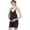 imageFoucome Maternity Romper Summer Casual Overalls Loose Adjustable Spaghetti Strap Pregnancy Shorts Jumpsuit with PocketsBlack