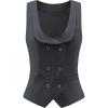 imageFoucome Suit Vest for Women Double Breasted Waistcoat Vest Dressy Lapel Collar Womens Vest TopGrey