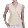 imageFoucome Vest for Women V Neck Button Up Asymmetrical Hem Dressy Casual Suit Vest WaistcoatApricot