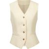 imageFoucome Womens Formal Regular Fitted Business Dress Suits Button Down Vest WaistcoatBeige