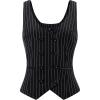 imageFoucome Womens Suit Vest Double Breasted VNeck Fashion Dressy Casual Waistcoat Vest for WomenBlack Stripe