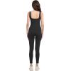 imageFoucome Maternity Jumpsuit Sleeveless Tank Top Leggings Romper Pregnancy Shapewear Square Neck One Piece BodysuitBlack