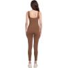 imageFoucome Maternity Jumpsuit Sleeveless Tank Top Leggings Romper Pregnancy Shapewear Square Neck One Piece BodysuitBrown