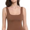 imageFoucome Maternity Jumpsuit Sleeveless Tank Top Leggings Romper Pregnancy Shapewear Square Neck One Piece BodysuitBrown