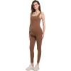 imageFoucome Maternity Jumpsuit Sleeveless Tank Top Leggings Romper Pregnancy Shapewear Square Neck One Piece BodysuitBrown