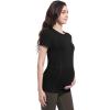 imageFoucome Maternity Shirts Crew Neck Short Sleeve Workout Tops Athletic Yoga Top Side Ruched Pregnancy T ShirtsBlack