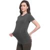 imageFoucome Maternity Shirts Crew Neck Short Sleeve Workout Tops Athletic Yoga Top Side Ruched Pregnancy T ShirtsGrey