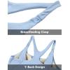 imageFoucome Nursing Tank Tops for Breastfeeding YBack Racerback Longline Maternity Sports Bra Workout Crop TopLight Blue