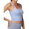 imageFoucome Nursing Tank Tops for Breastfeeding YBack Racerback Longline Maternity Sports Bra Workout Crop TopLight Blue