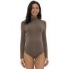 imageFoucome Womens Maternity Bodysuit Mock Turtle Neck Long Sleeve Tops Jumpsuit Pregnancy Stretchy Basic Body Suit ShirtBrown
