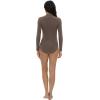 imageFoucome Womens Maternity Bodysuit Mock Turtle Neck Long Sleeve Tops Jumpsuit Pregnancy Stretchy Basic Body Suit ShirtBrown