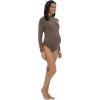imageFoucome Womens Maternity Bodysuit Mock Turtle Neck Long Sleeve Tops Jumpsuit Pregnancy Stretchy Basic Body Suit ShirtBrown