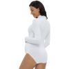 imageFoucome Womens Maternity Bodysuit Mock Turtle Neck Long Sleeve Tops Jumpsuit Pregnancy Stretchy Basic Body Suit ShirtWhite