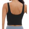 imageFoucome Womens Nursing Bras for Breastfeeding Maternity Tank Tops Crop Top with Built in Bra Longline Workout Sports BraBlack