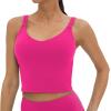 imageFoucome Womens Nursing Bras for Breastfeeding Maternity Tank Tops Crop Top with Built in Bra Longline Workout Sports BraBright Pink