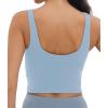 imageFoucome Womens Nursing Bras for Breastfeeding Maternity Tank Tops Crop Top with Built in Bra Longline Workout Sports BraLight Blue
