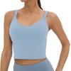 imageFoucome Womens Nursing Bras for Breastfeeding Maternity Tank Tops Crop Top with Built in Bra Longline Workout Sports BraLight Blue