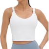 imageFoucome Womens Nursing Bras for Breastfeeding Maternity Tank Tops Crop Top with Built in Bra Longline Workout Sports BraWhite