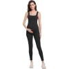 imageFoucome Maternity Jumpsuit Sleeveless Tank Top Leggings Romper Pregnancy Shapewear Square Neck One Piece BodysuitBlack