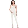 imageFoucome Maternity Jumpsuit Sleeveless Tank Top Leggings Romper Pregnancy Shapewear Square Neck One Piece BodysuitWhite
