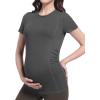 imageFoucome Maternity Shirts Crew Neck Short Sleeve Workout Tops Athletic Yoga Top Side Ruched Pregnancy T ShirtsGrey