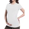 imageFoucome Maternity Shirts Crew Neck Short Sleeve Workout Tops Athletic Yoga Top Side Ruched Pregnancy T ShirtsWhite