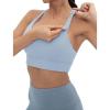 imageFoucome Nursing Bras for Breastfeeding Wirefree Racerback Maternity Sports BraLight Blue