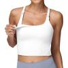 imageFoucome Nursing Tank Tops for Breastfeeding YBack Racerback Longline Maternity Sports Bra Workout Crop TopWhite