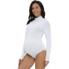 imageFoucome Womens Maternity Bodysuit Mock Turtle Neck Long Sleeve Tops Jumpsuit Pregnancy Stretchy Basic Body Suit ShirtWhite