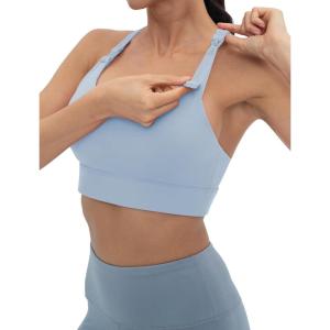 imageFoucome Nursing Bras for Breastfeeding Wirefree Racerback Maternity Sports BraLight Blue