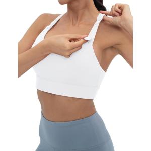 imageFoucome Nursing Bras for Breastfeeding Wirefree Racerback Maternity Sports BraWhite