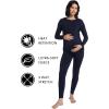 imageFoucome Maternity Thermal Underwear Set Long Johns Base Layer Fleece Lined Top and Bottom Pajamas for Pregnant WomenNavy